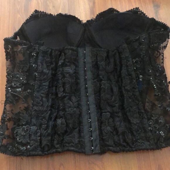 Blue Marien Black lace beaded bustiers size M New York Paris Italy - Picture 4 of 7
